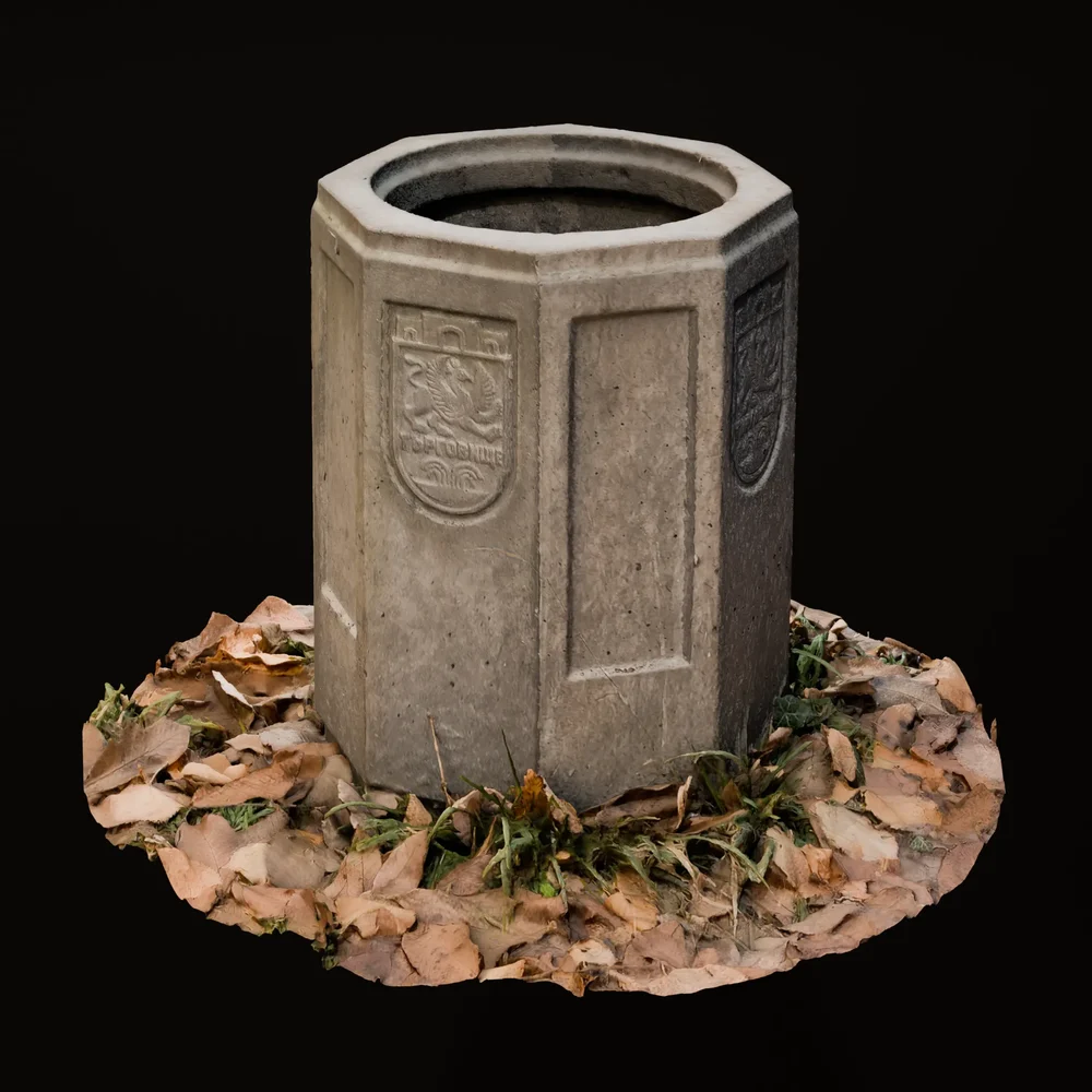 Old Concrete Trash Bin (Scan)