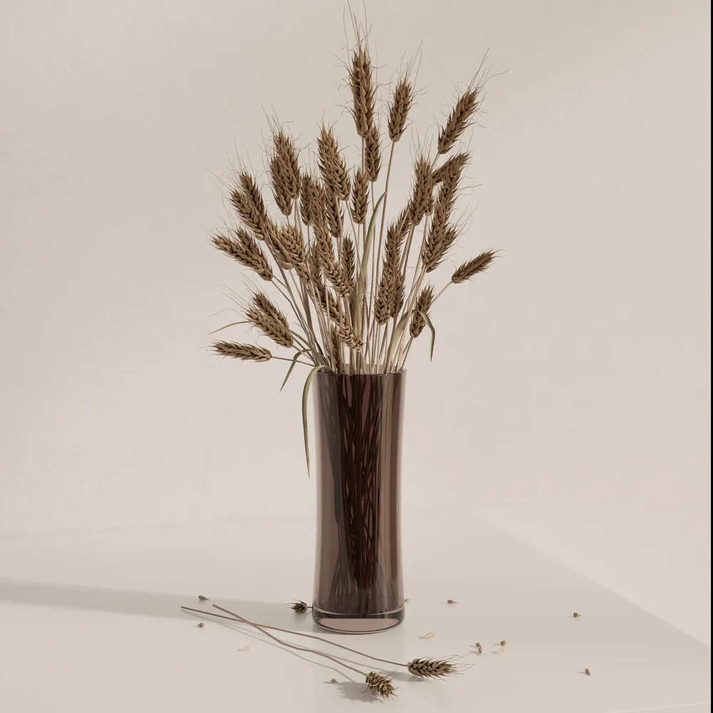 Dried Wheat Glass Vase