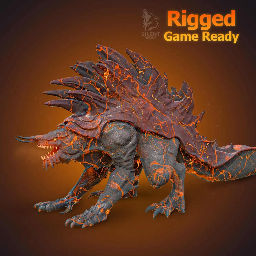 Molten Thorny Creature -Rigged-Game Ready