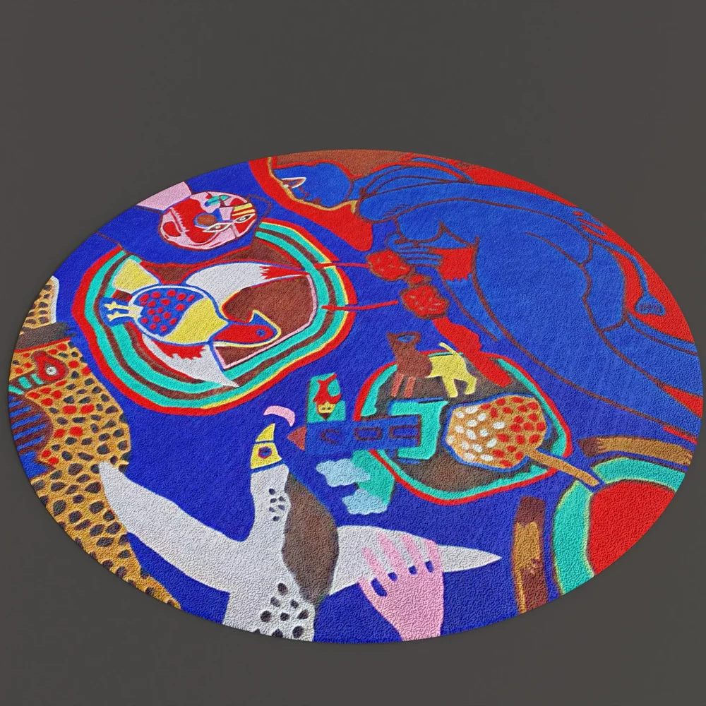 Artistic Colorful Round Carpet