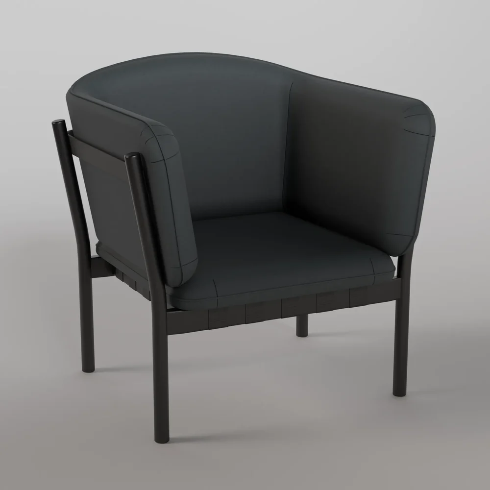 Dowel Lounge Armchair B123 - Black Grain