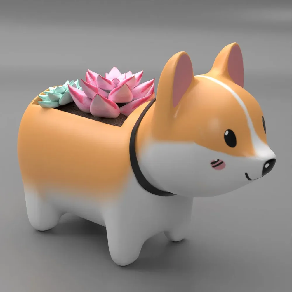 Succulent On Corgi Dog Vase