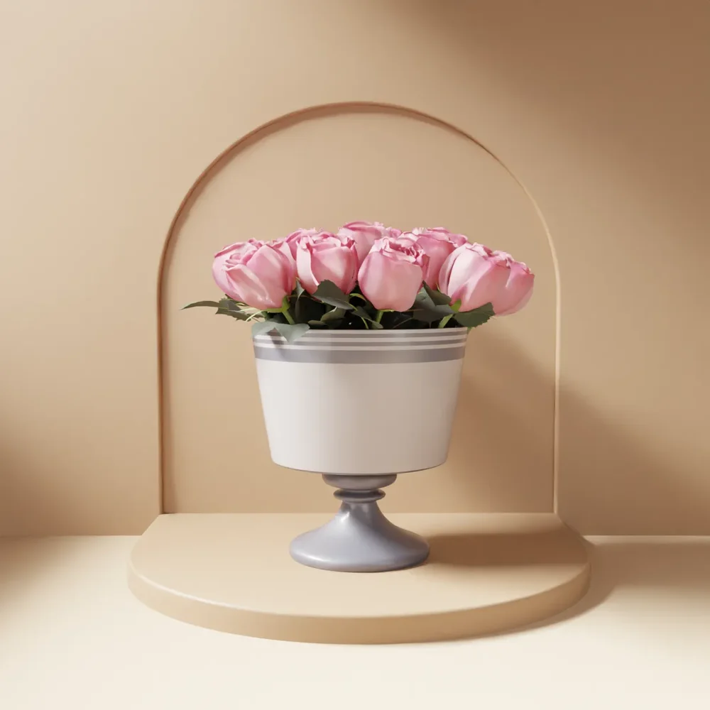 Pink Rose Floral Pot