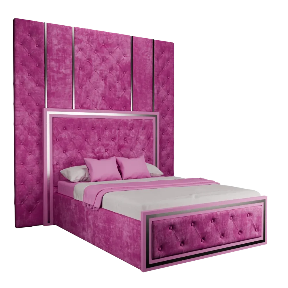 Dark Pink Capitone Bed 05