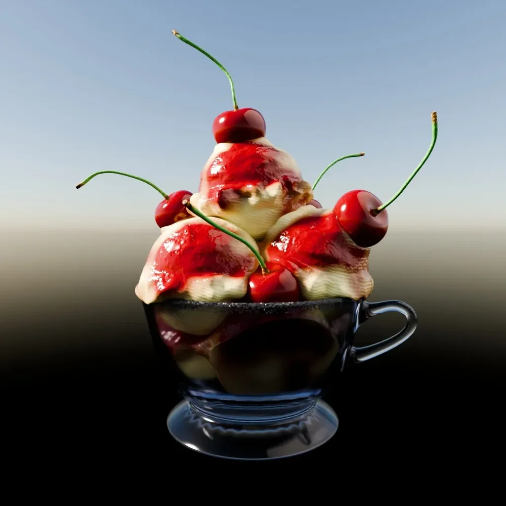 Cup Of Vanilla-Cherry Icecream