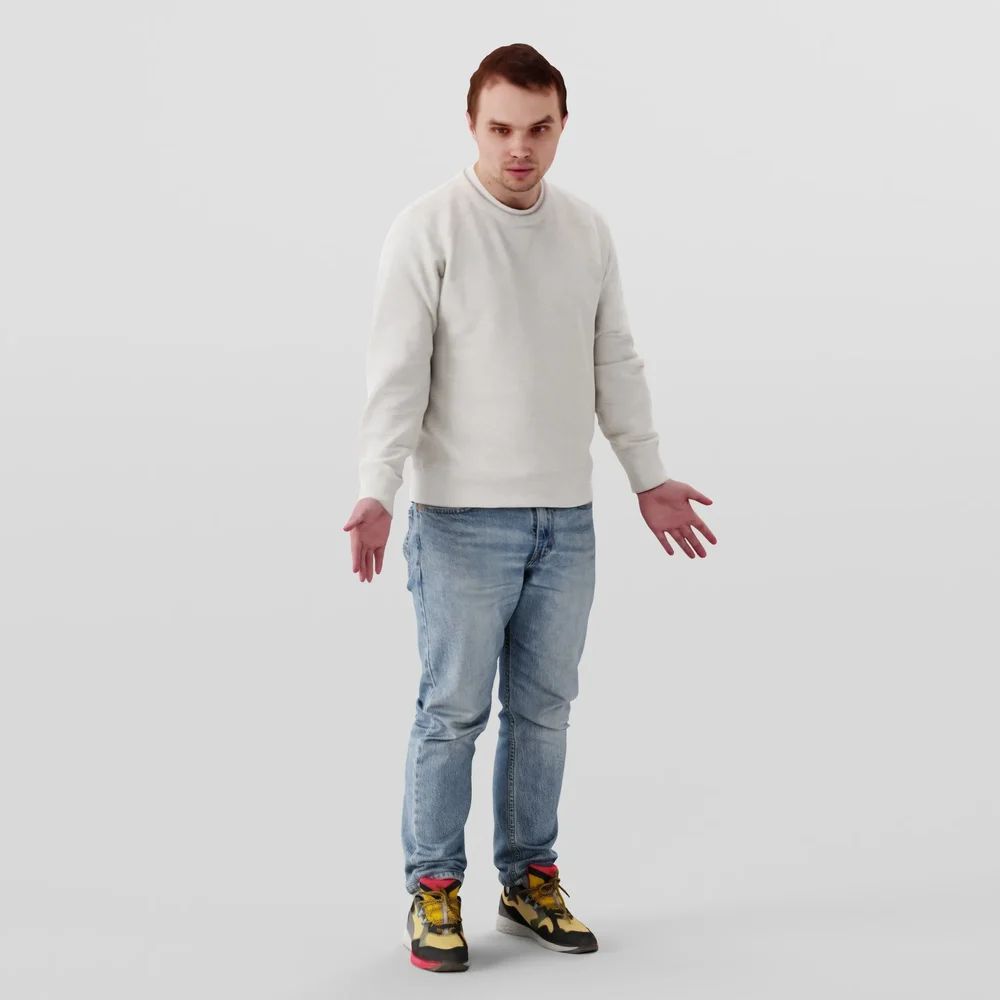 Surprised Guy In White Sweatshirt