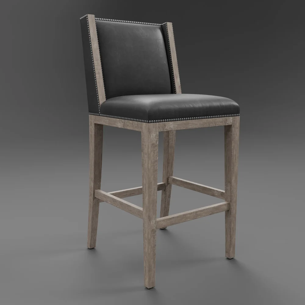 Ames Leather Armless Bar Stool