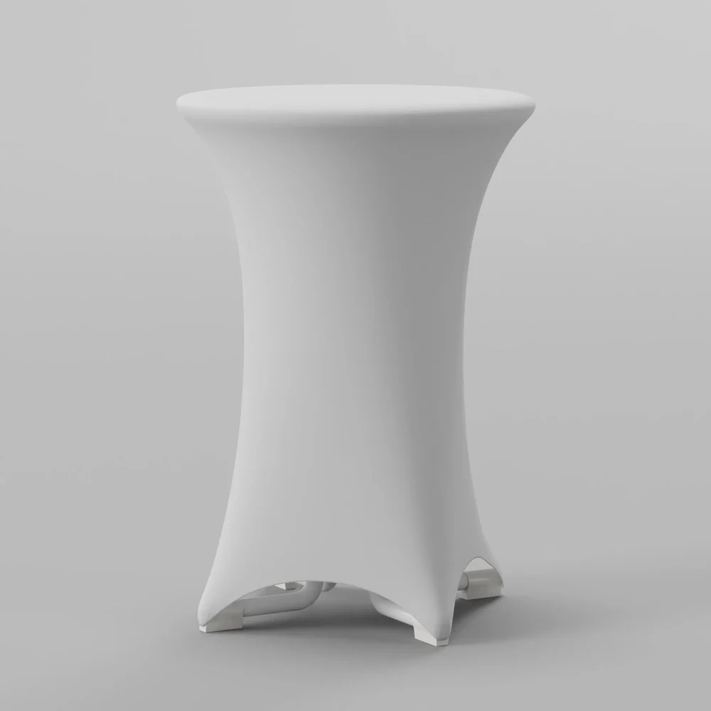 White Outdoor Standing Table With Cloth