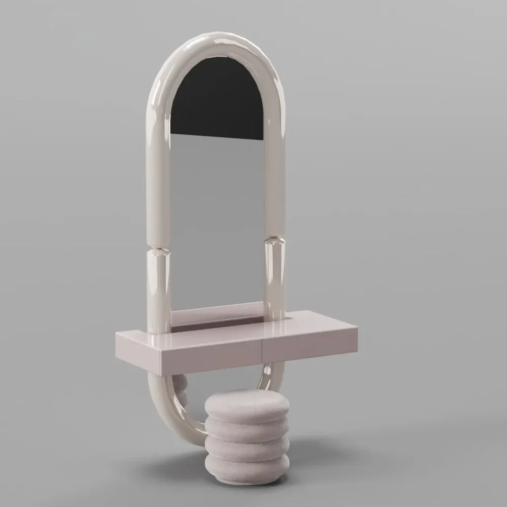 Pink Dressing Unit With Long Mirror