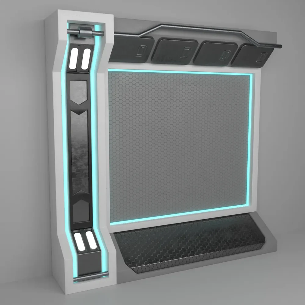 Scifi Corridor Wall Modular Low Poly