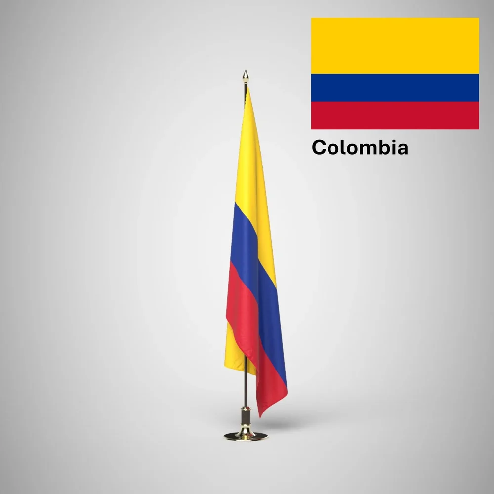 Colombia Ceremonial Flag On Stand