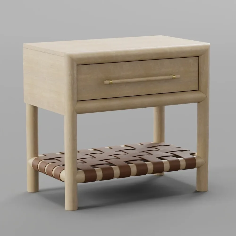 Drawer Leather Nightstand
