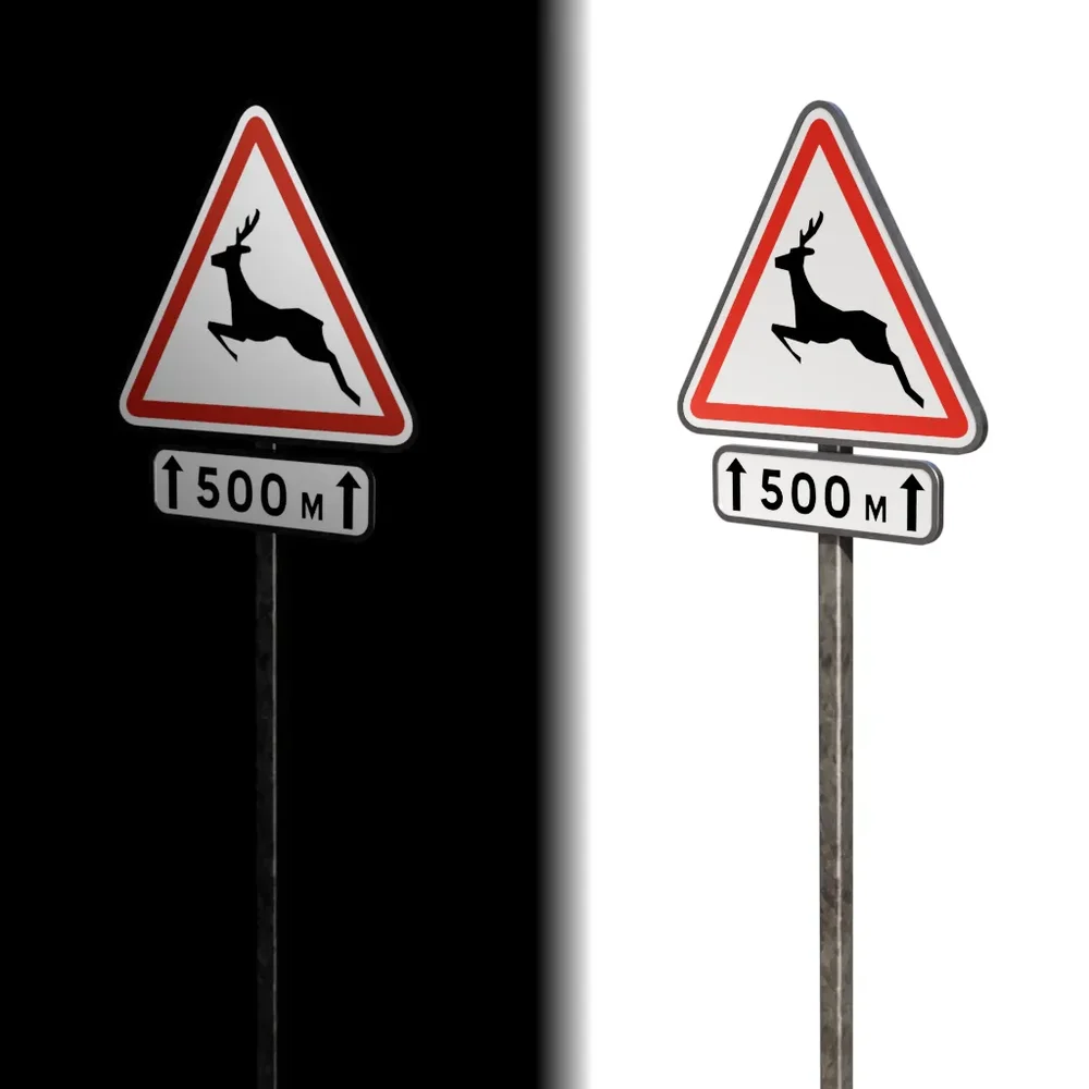 Road Sign Deer French Std (A15a1)