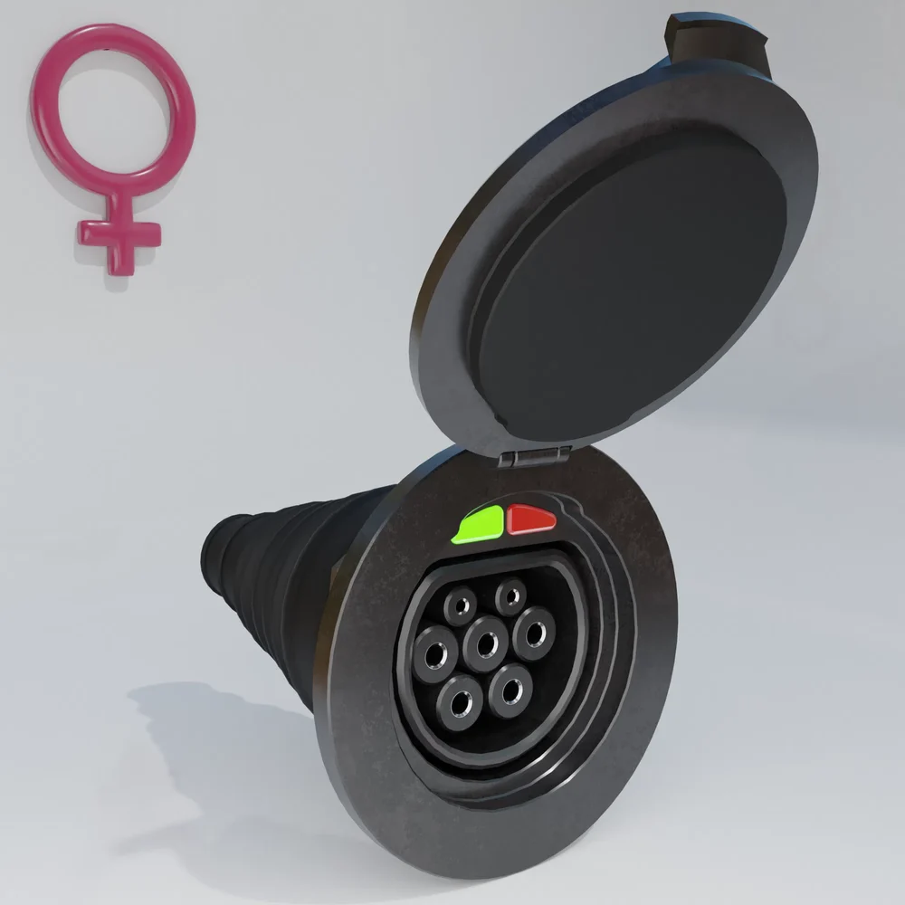 Electric Vehicle Charging Socket, Female With Cover.