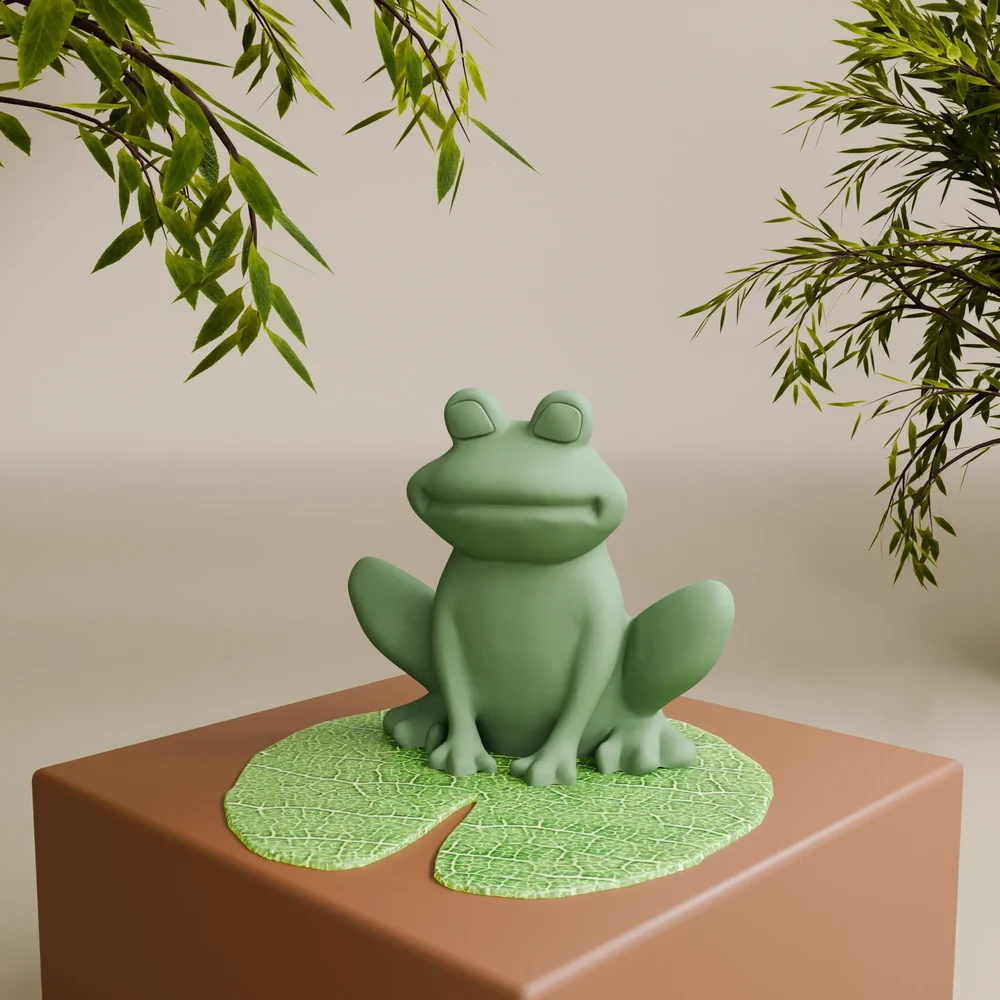 Decorating A Green Frog Sculpture