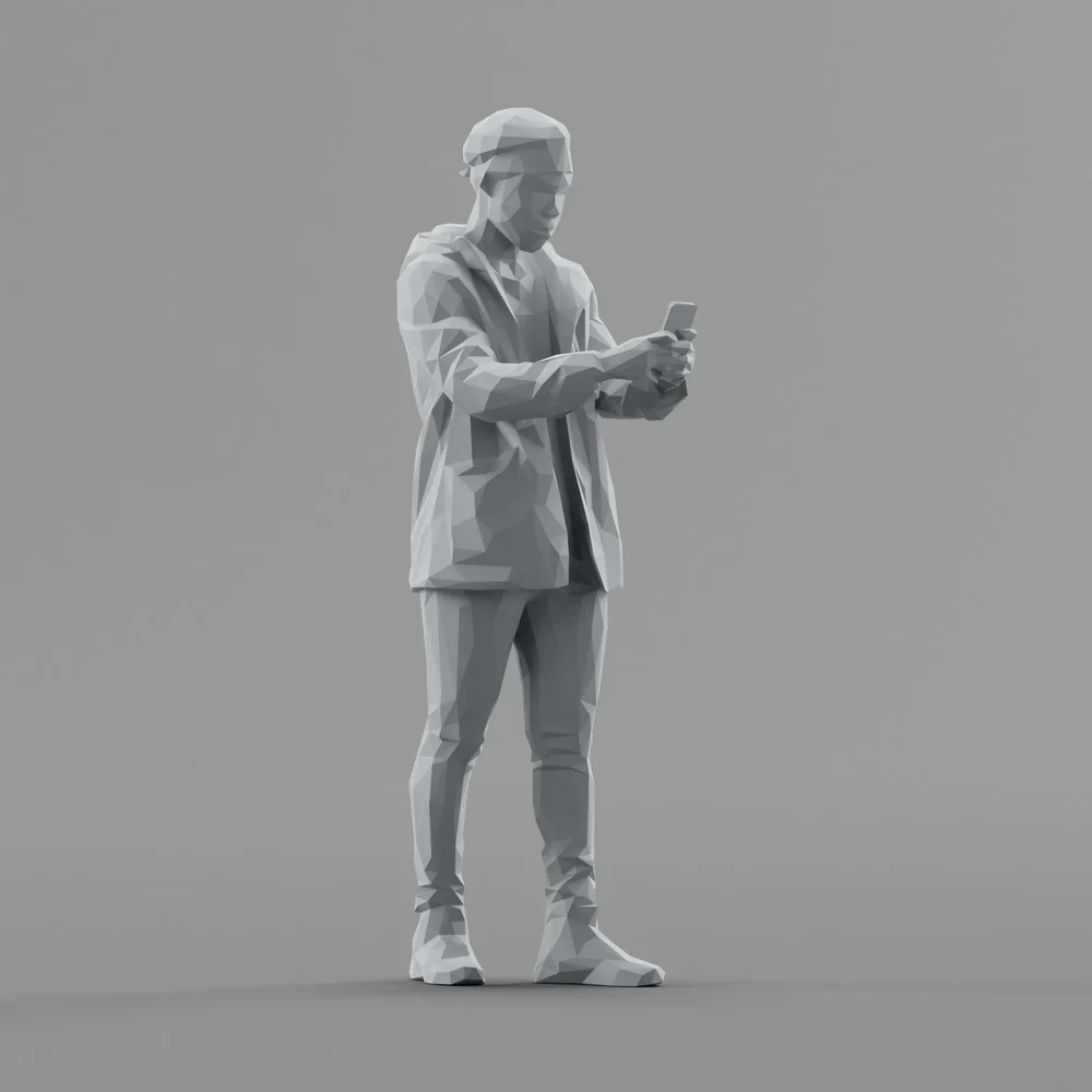 Lowpoly Male Taking Picture