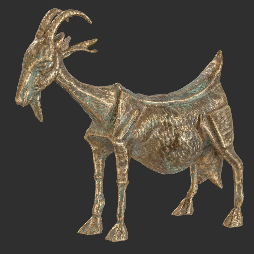 Ancient Goat Bronze Statue