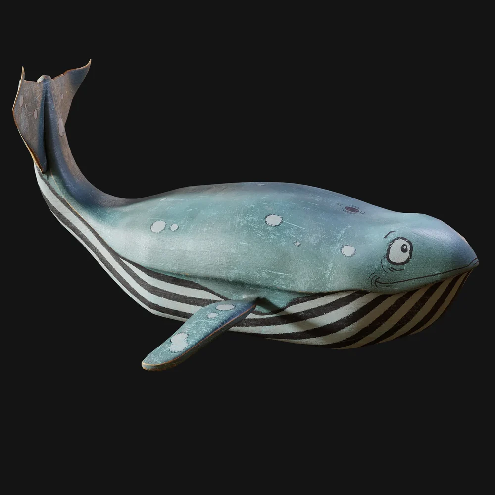 Wooden Cartoon Whale Decorative Statue