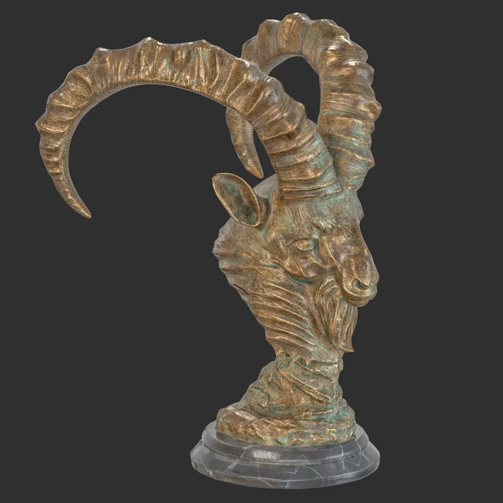 Goat Bust Bronze Statue
