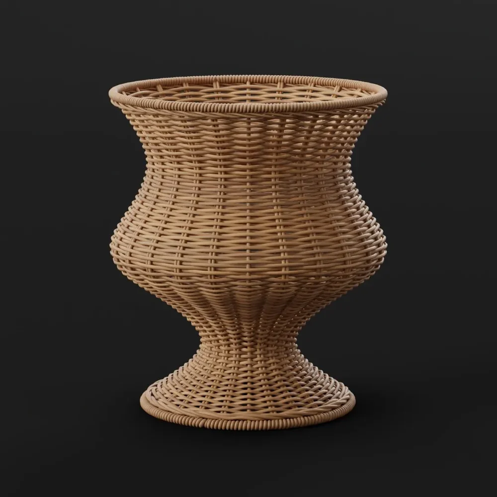 Curved Rattan Basket Stand