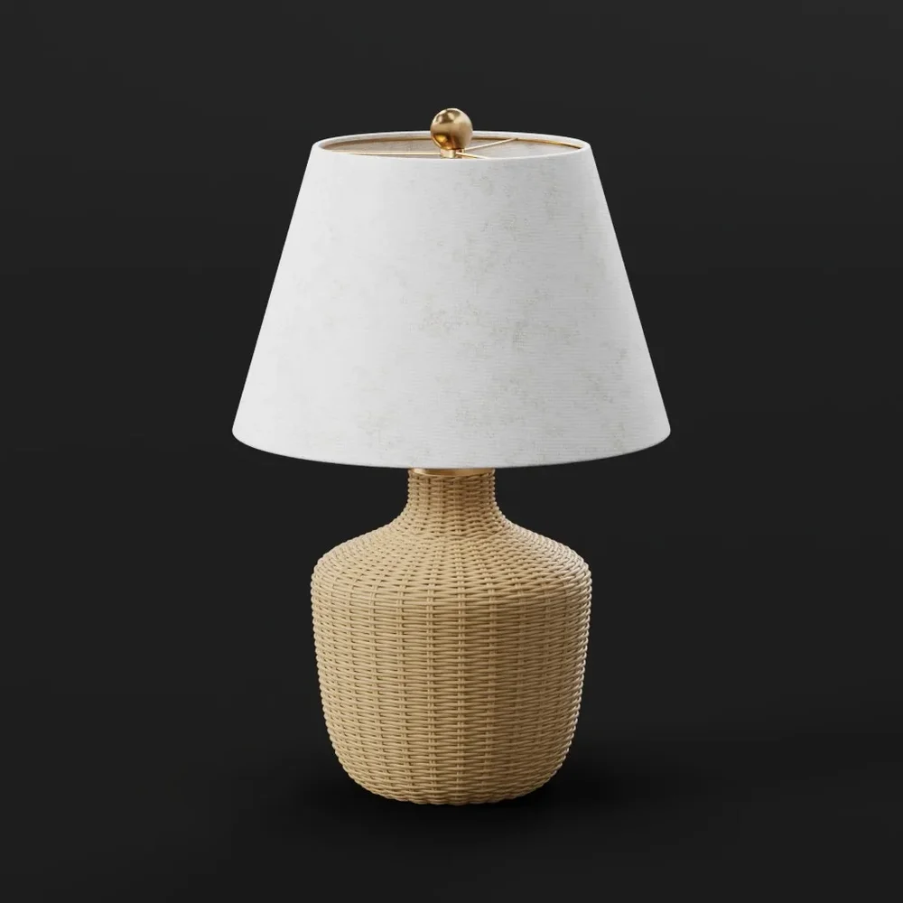 Rattan Table Lamp Fabric Shade
