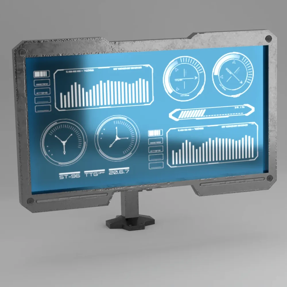 Scifi Monitor Display Device With Research Data