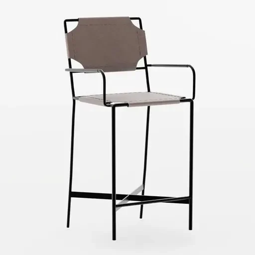Brown Leather Counter Bar Stool