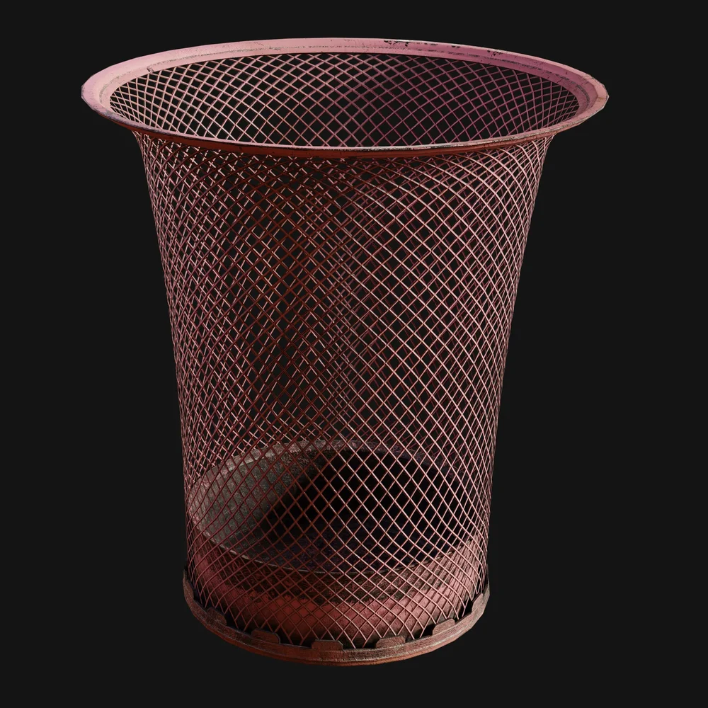 Office Metal-Mesh Wastebasket Red