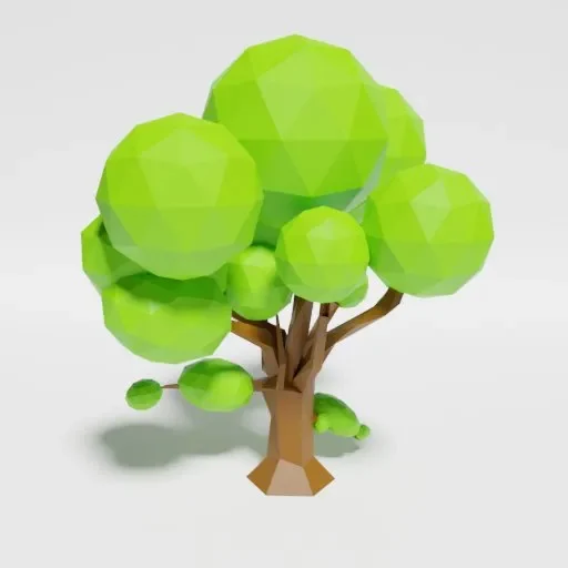 Low Poly Oak Tree Singlecolor