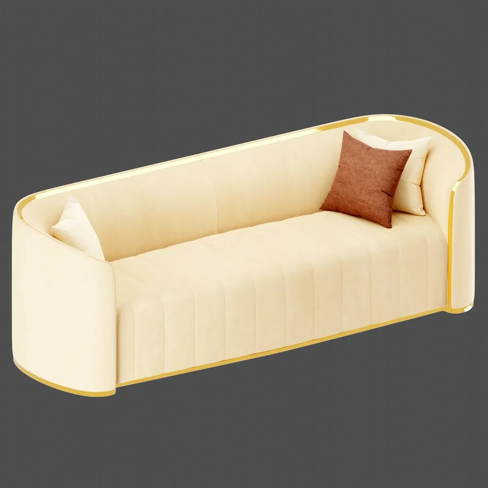 Sofa Faux Velvet Upholstered 3-Seater