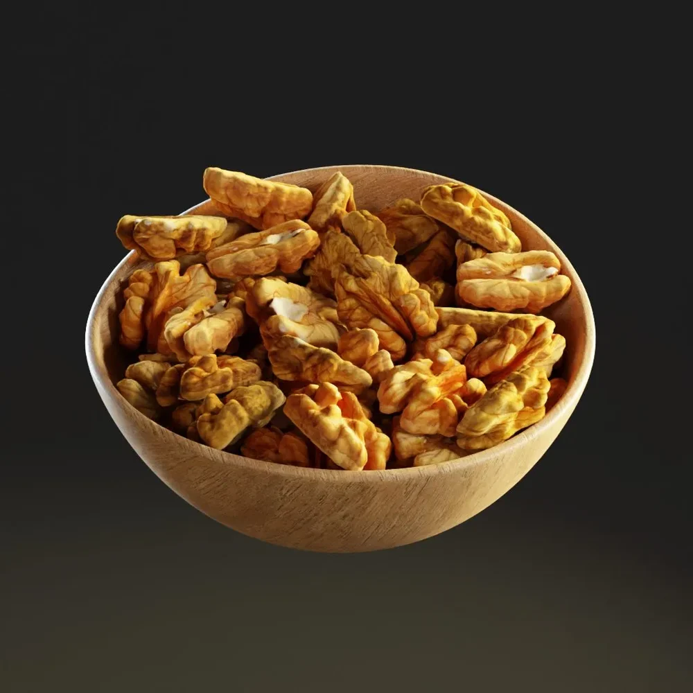 Wooden Bowl With Walnuts