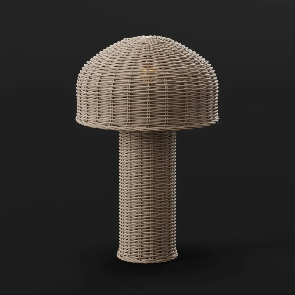 Mushroom Rattan Table Lamp