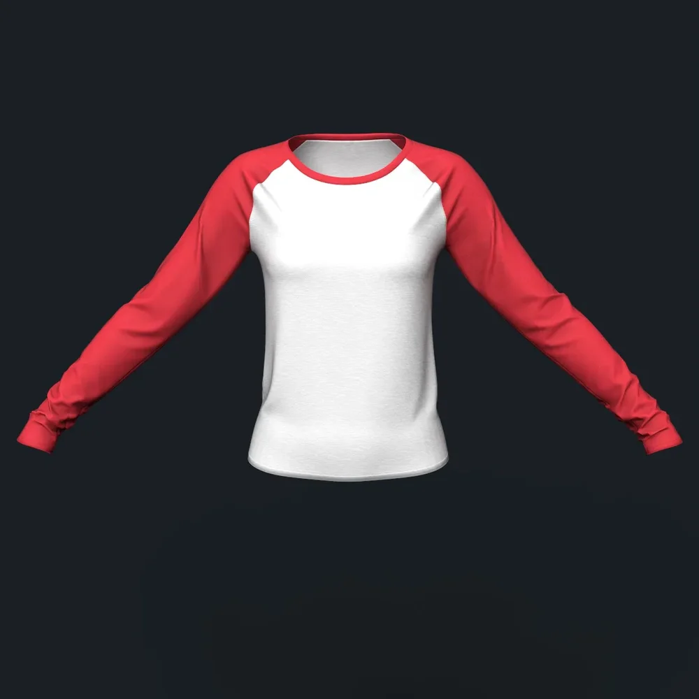 White And Red Long Sleeve Raglan Shirt