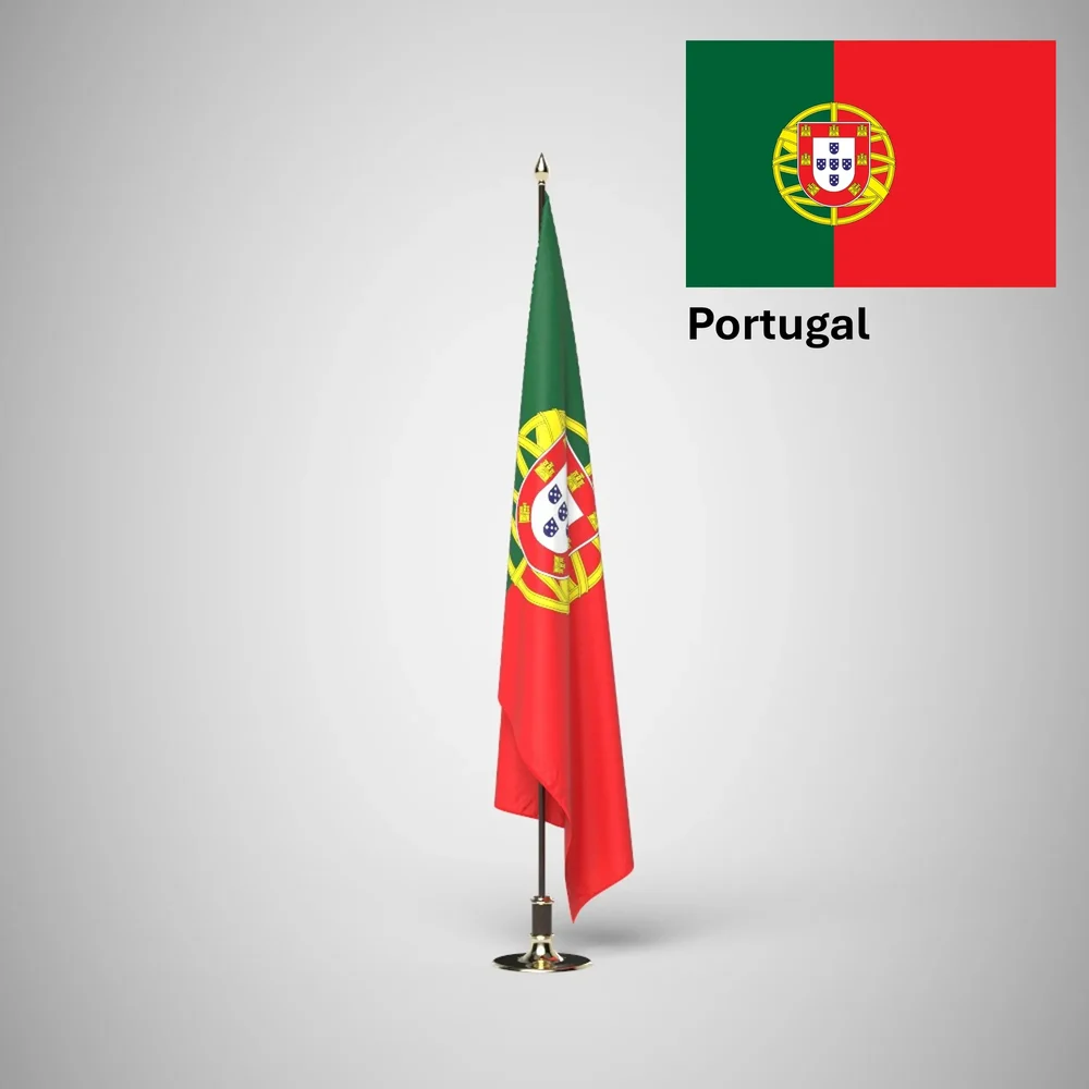 Portugal Ceremonial Flag On Stand