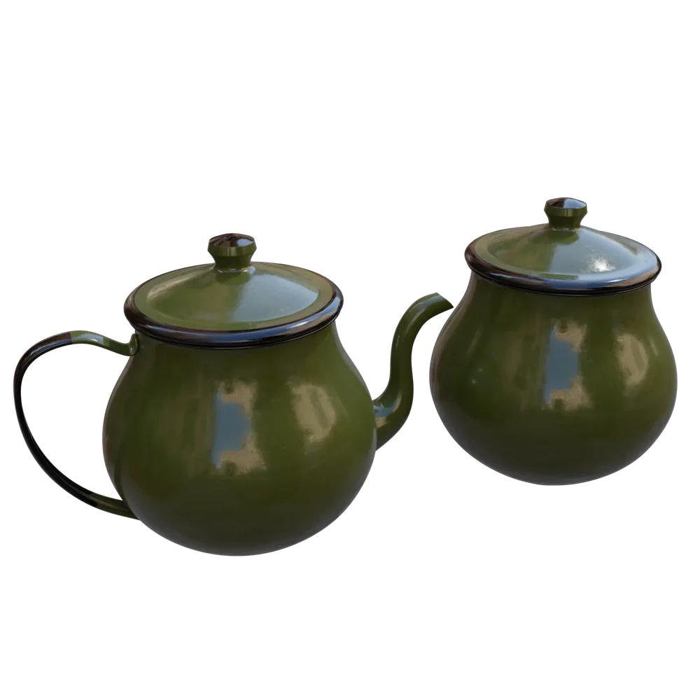 Enamelware Kettle And Container