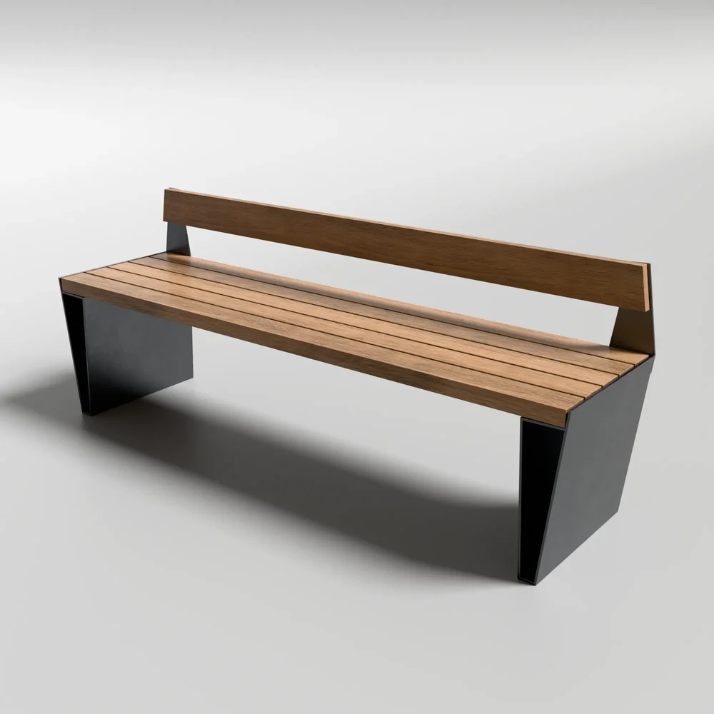 Metal And Wood Park Bench