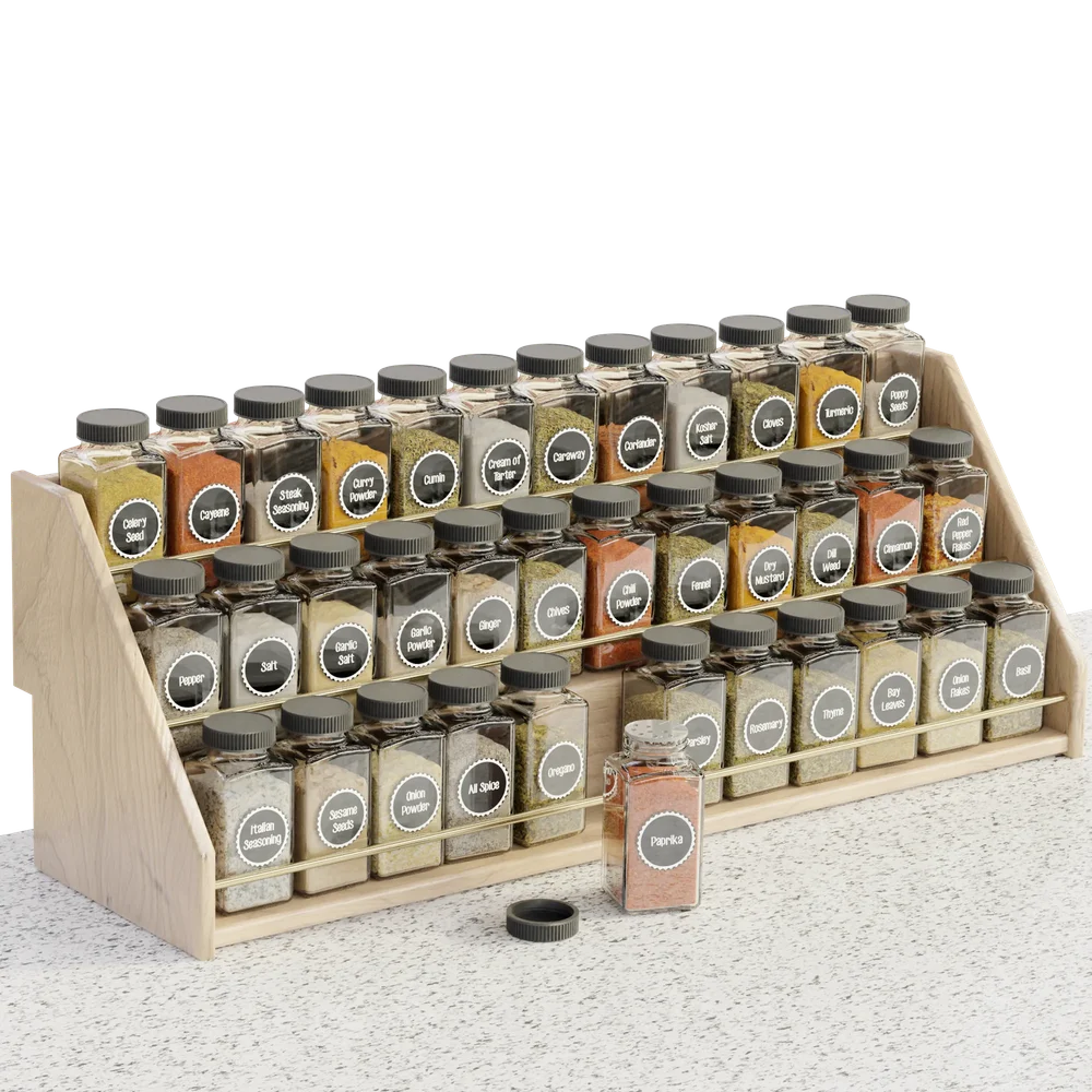Wood Spice Rack And Spices