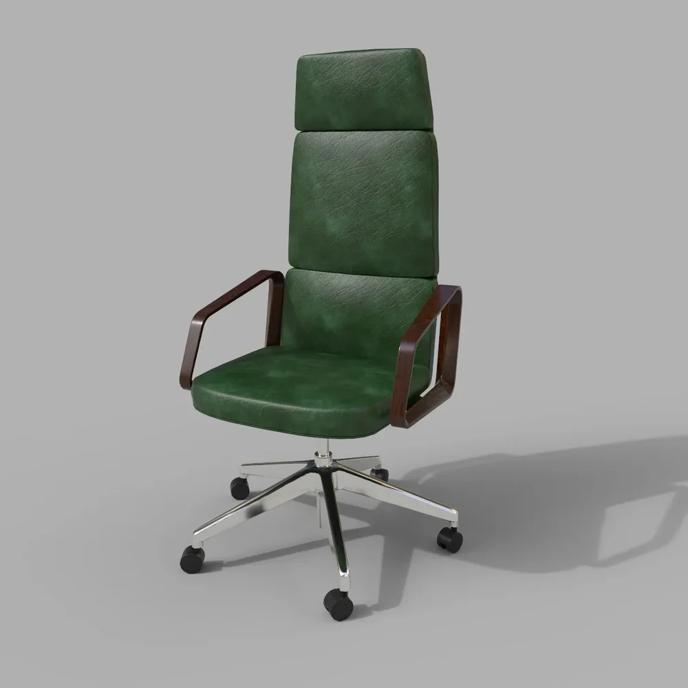Las Lead High Chair Green Leather