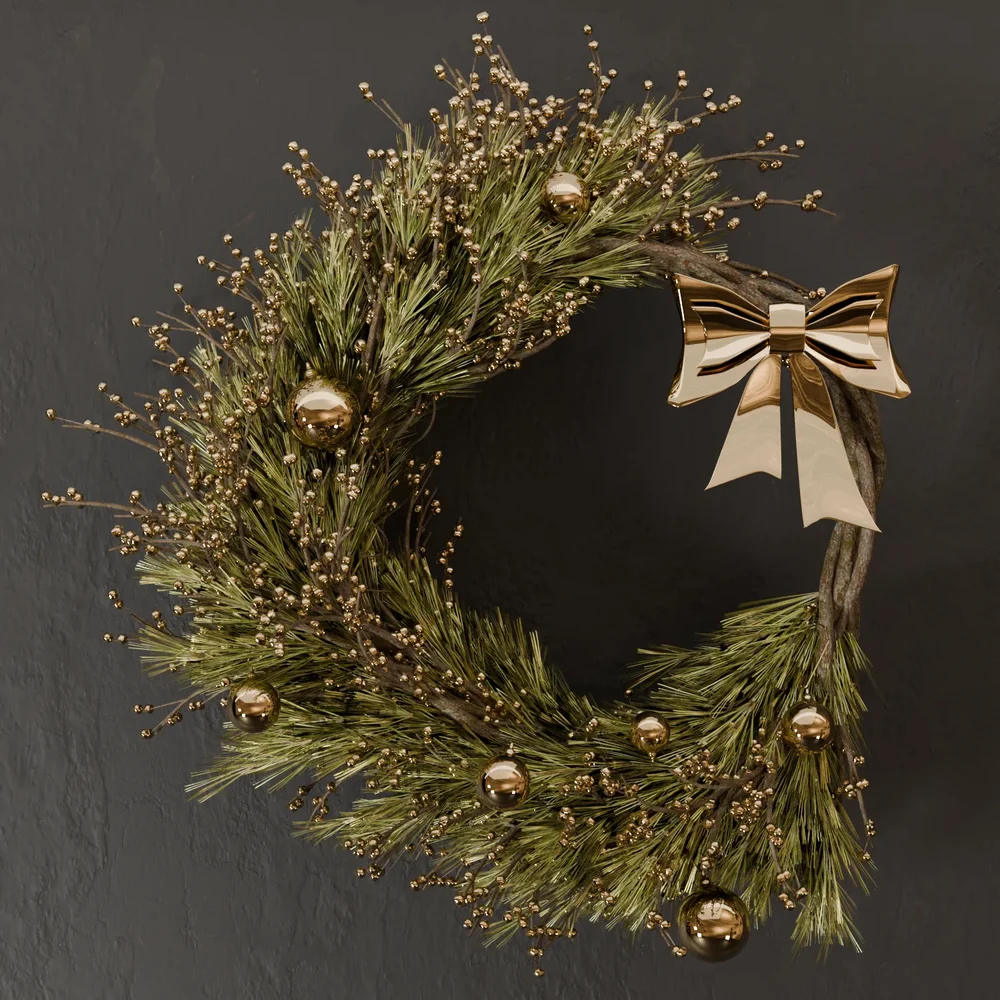 Sj-Wreath Gold Ribbon