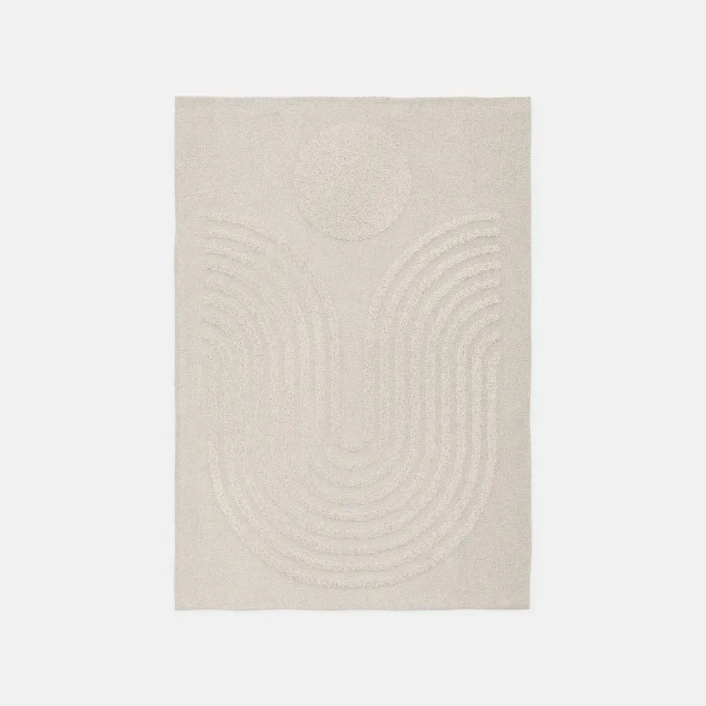 White And Rattan Rug