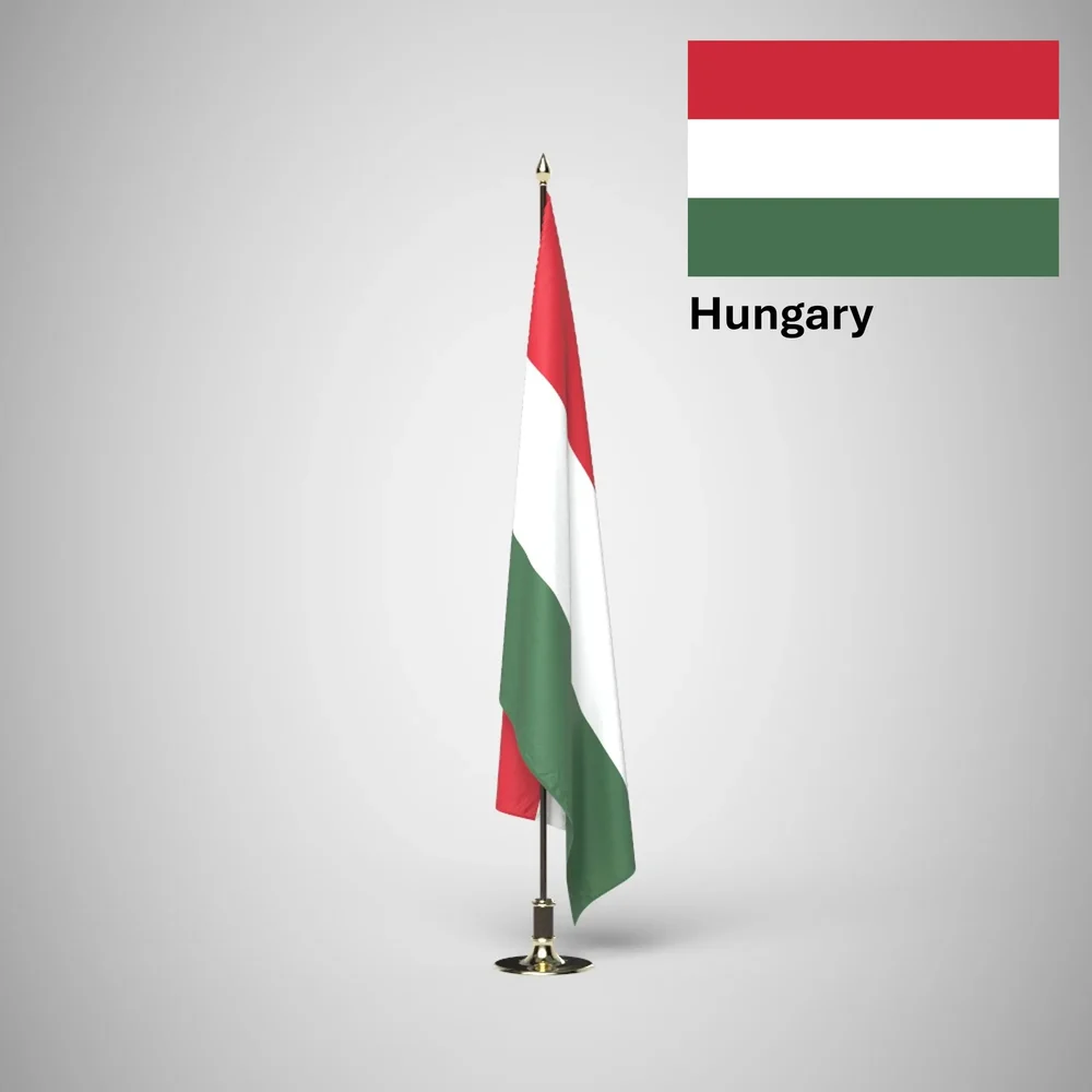 Hungary Ceremonial Flag On Stand