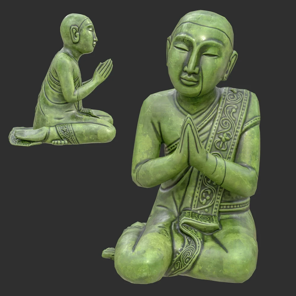 Antique Burmese Monk Statue Jade