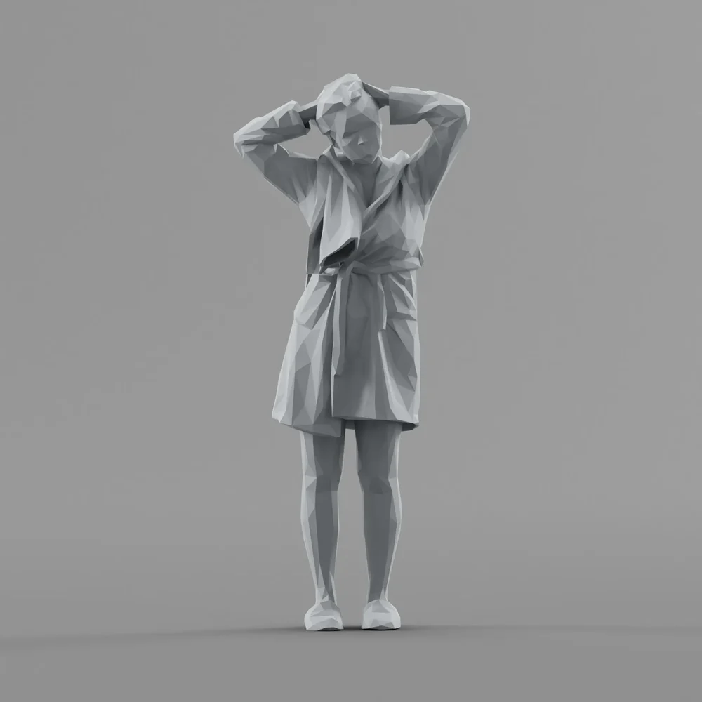 Lowpoly Female In Bathrobe