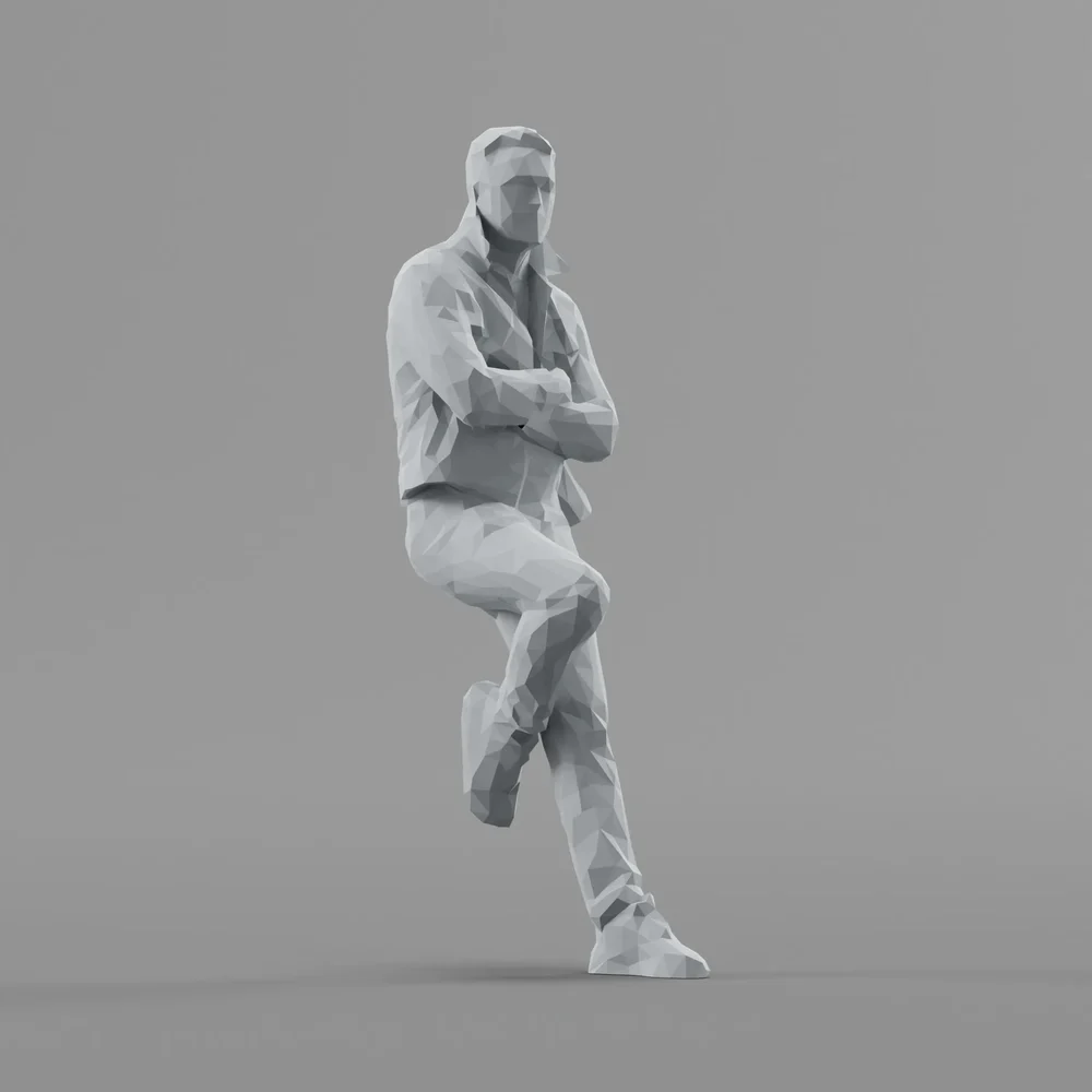 Lowpoly Male Leans On Wall