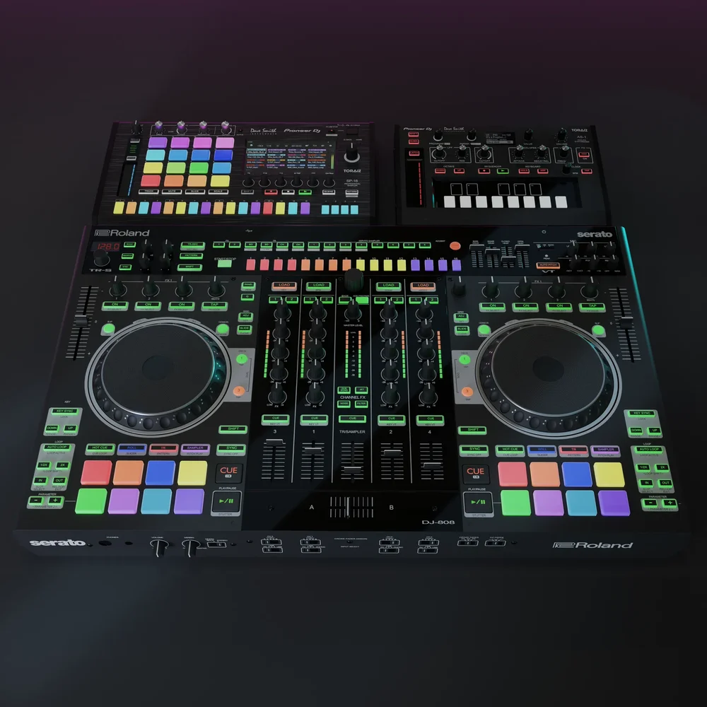 Dj Mixer Audio Roland 808 And Pioneer