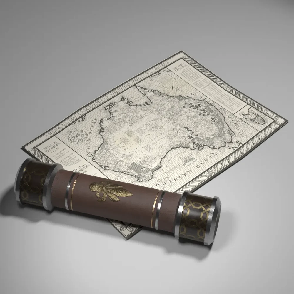 Antique Australia Map Scroll Tube