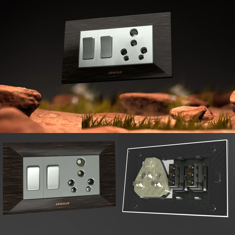Modular Switch Board Wooden Textured