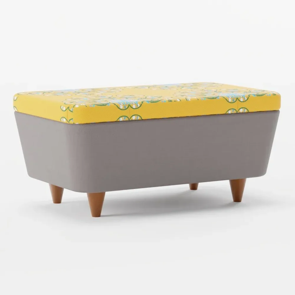 Venni Fabric Ottoman In Walnut