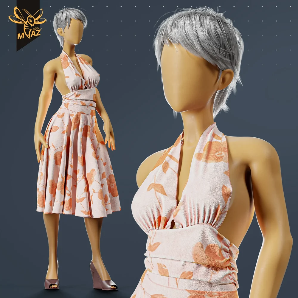 Halter Dress Female | Pixie Hair Cards