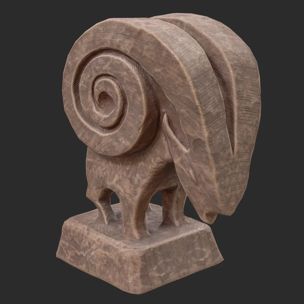 Ram Abstract Wooden Statue